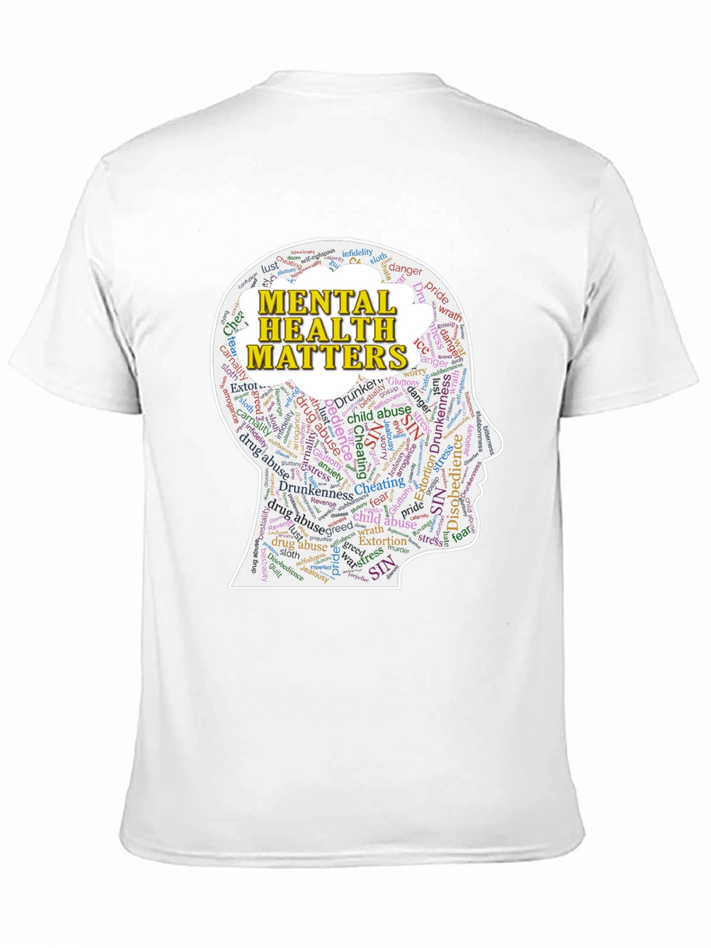 Mental Health Matters T-Shirt - Word Cloud Design