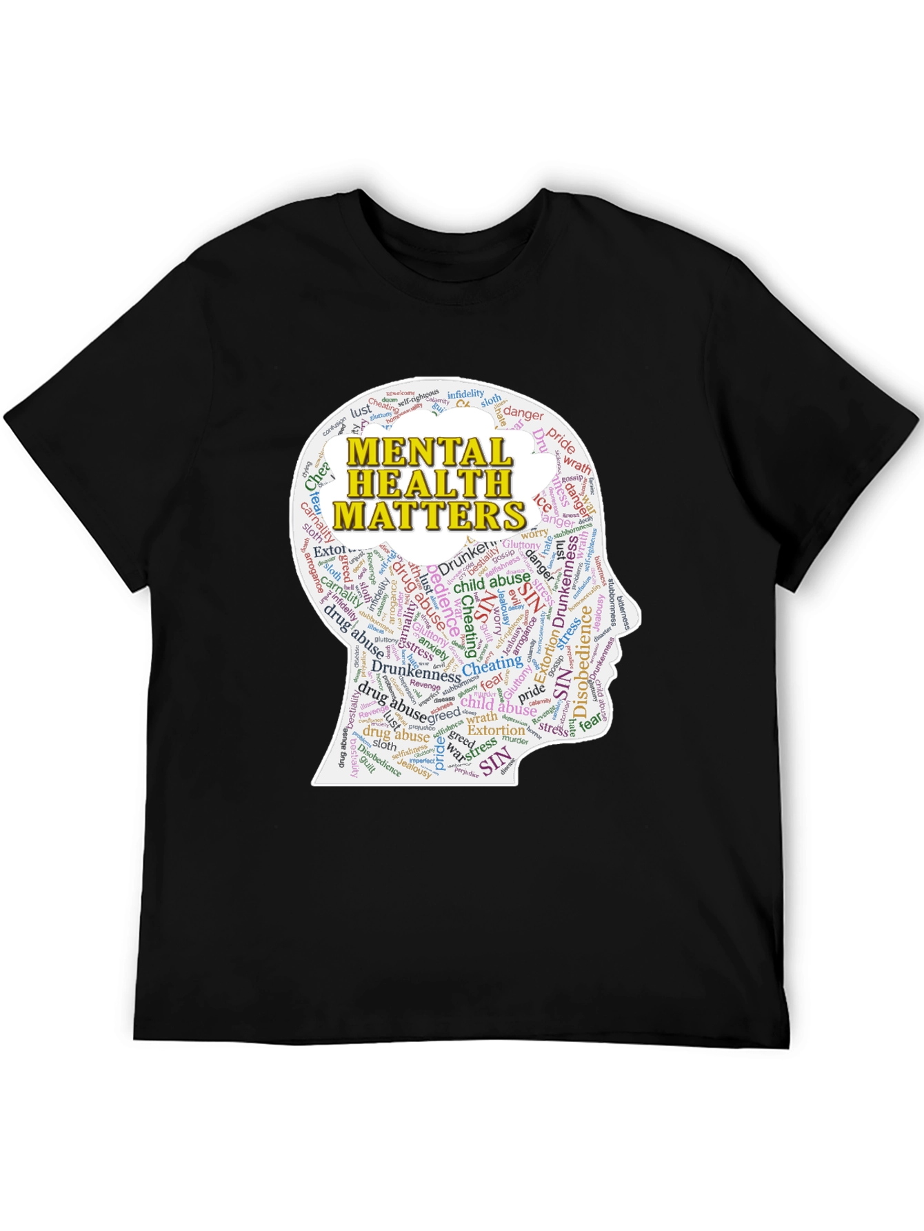 Mental Health Matters T-Shirt - Word Cloud Design