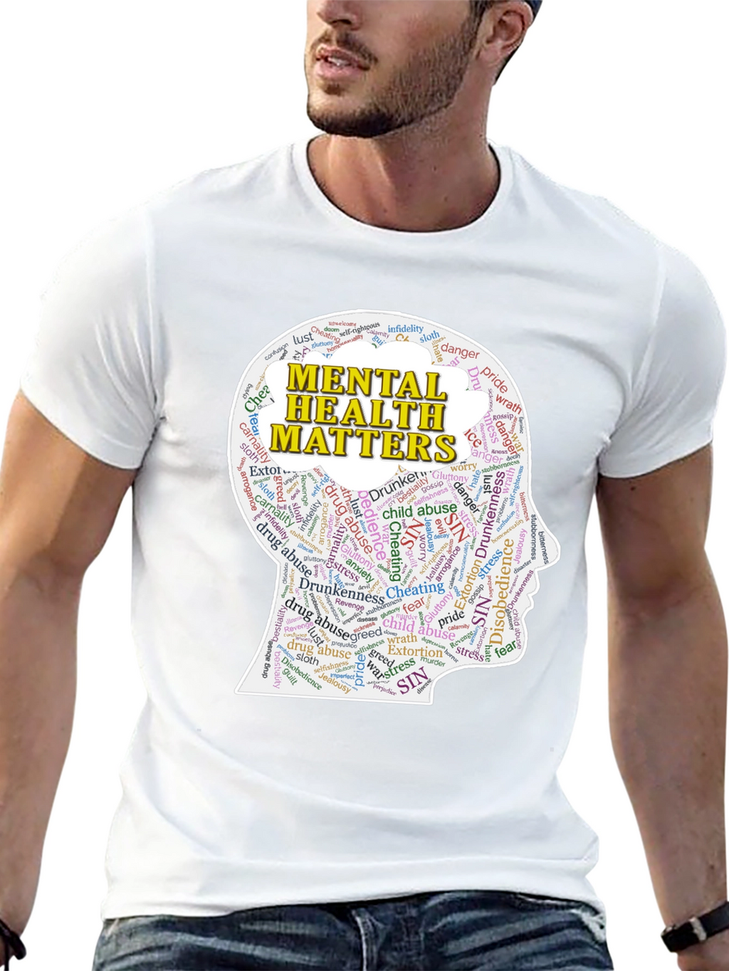 Mental Health Matters T-Shirt - Word Cloud Design