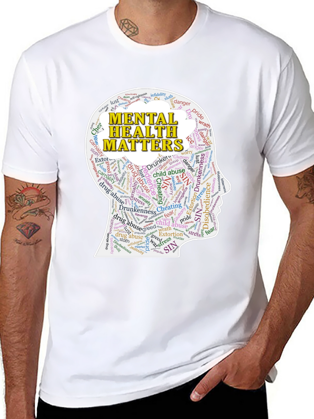 Mental Health Matters T-Shirt - Word Cloud Design