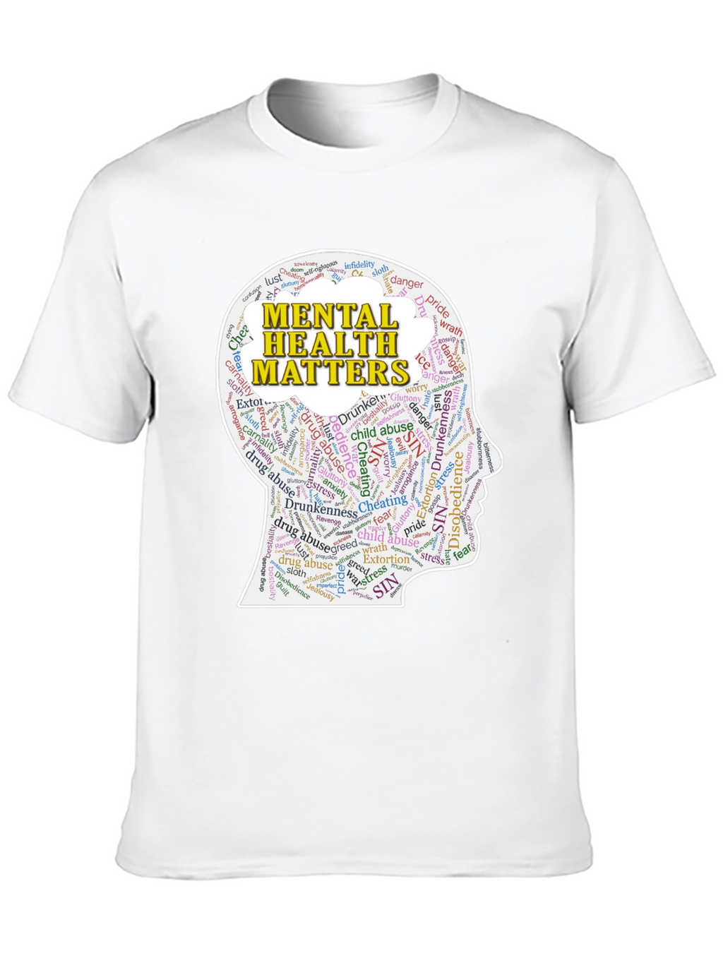 Mental Health Matters T-Shirt - Word Cloud Design