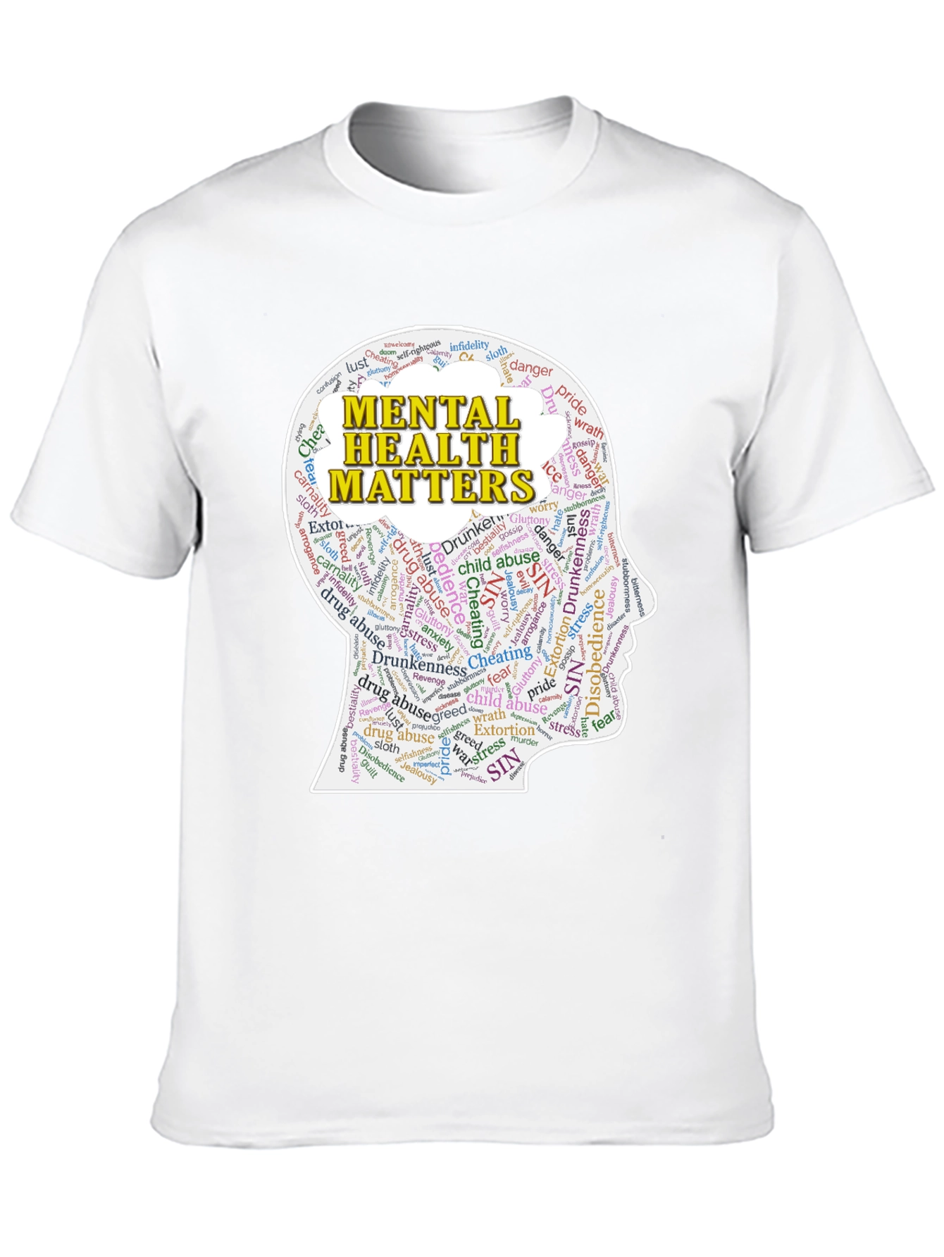 Mental Health Matters T-Shirt - Word Cloud Design