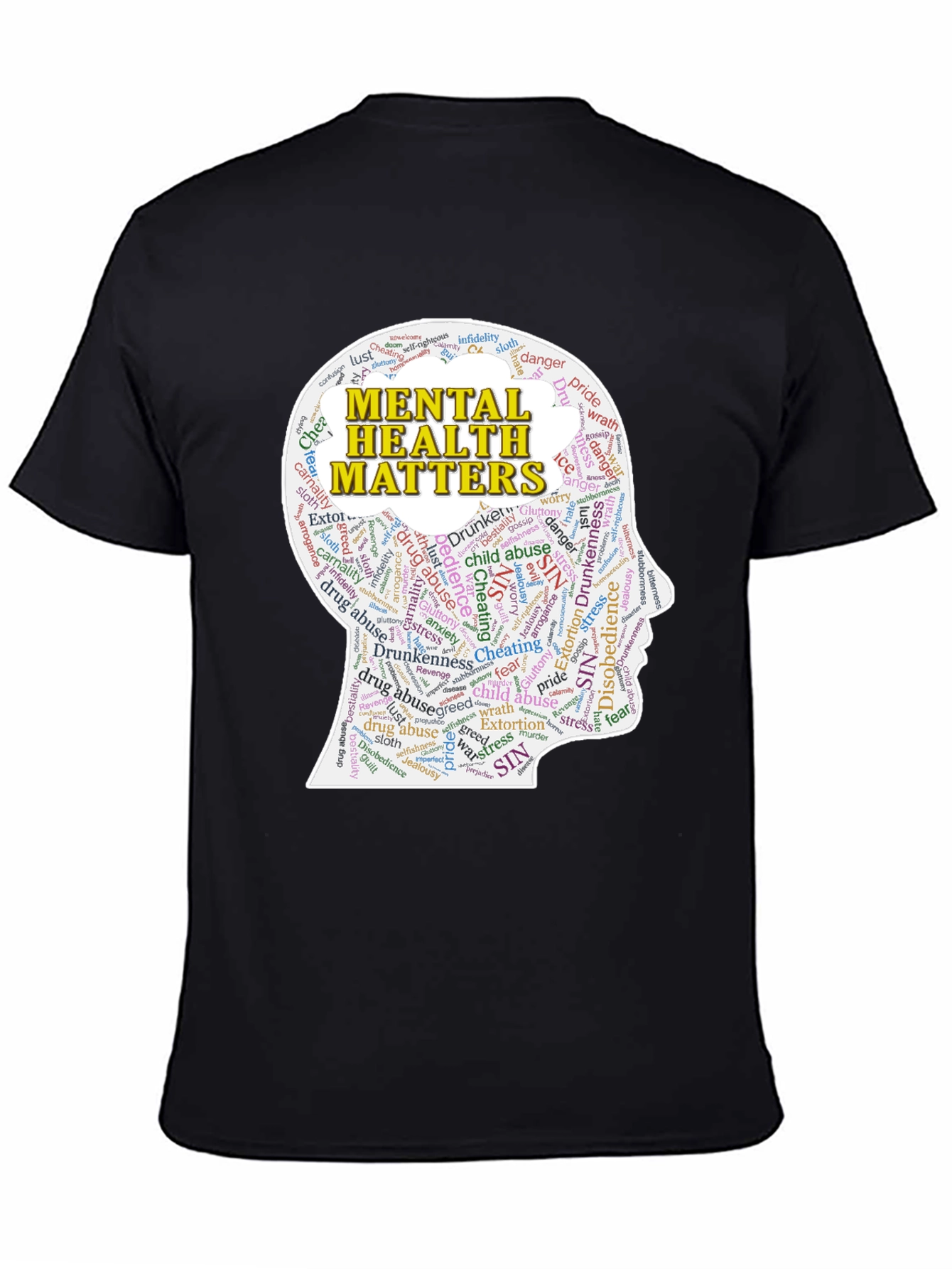 Mental Health Matters T-Shirt - Word Cloud Design