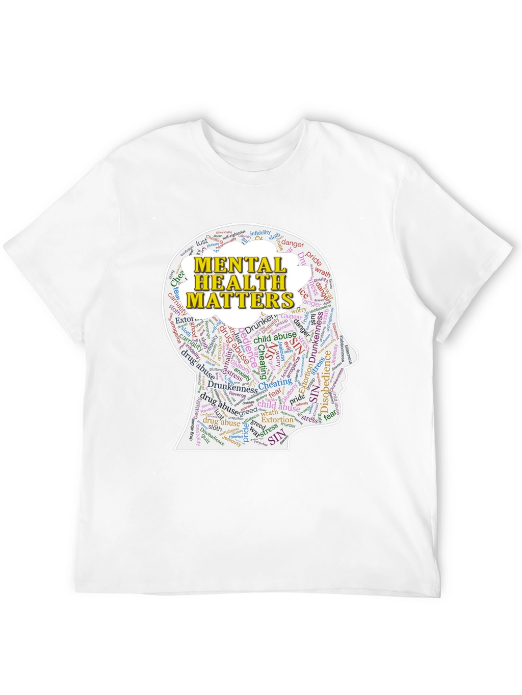 Mental Health Matters T-Shirt - Word Cloud Design
