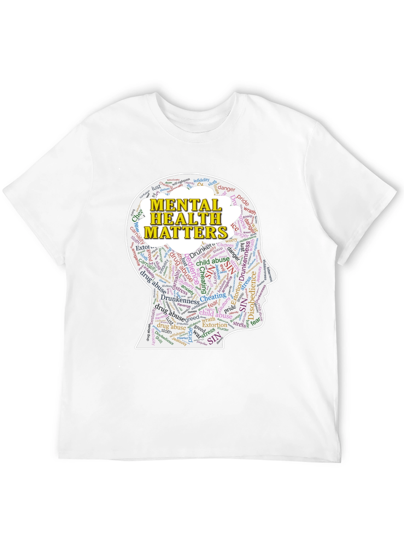 Mental Health Matters T-Shirt - Word Cloud Design