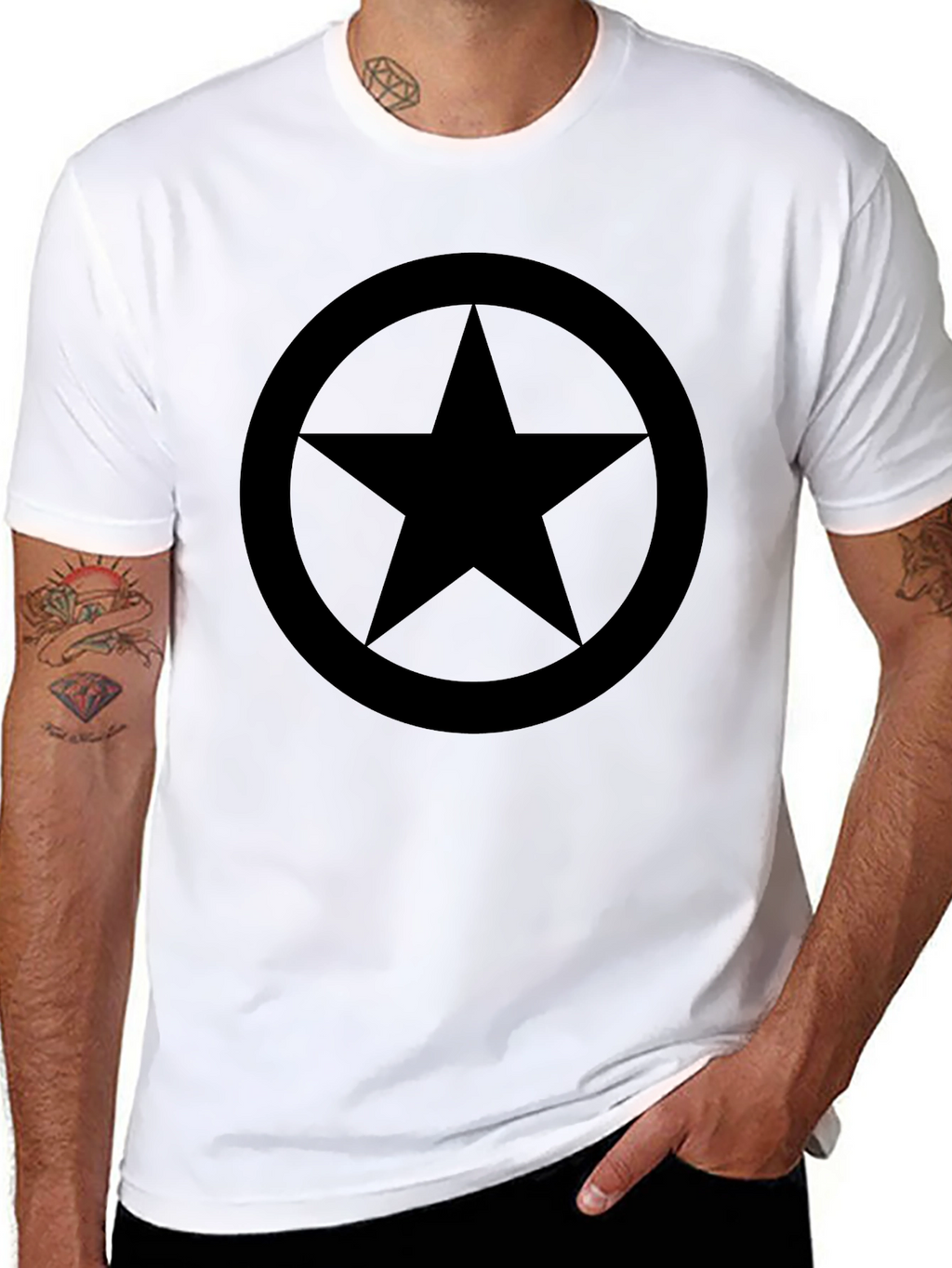 Black Star Graphic Tee - Mens Casual T-Shirt