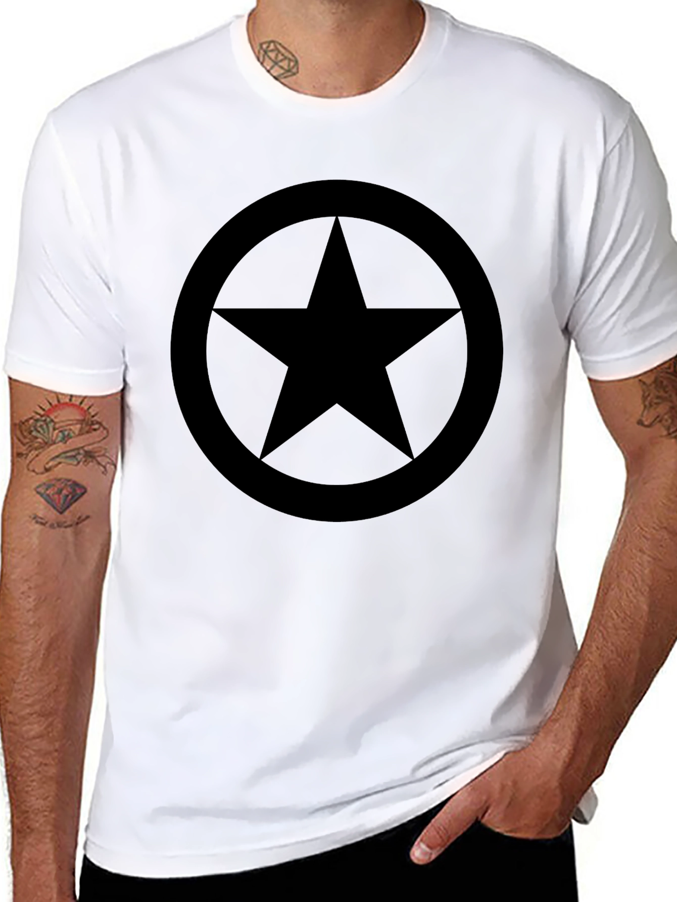 Black Star Graphic Tee - Mens Casual T-Shirt