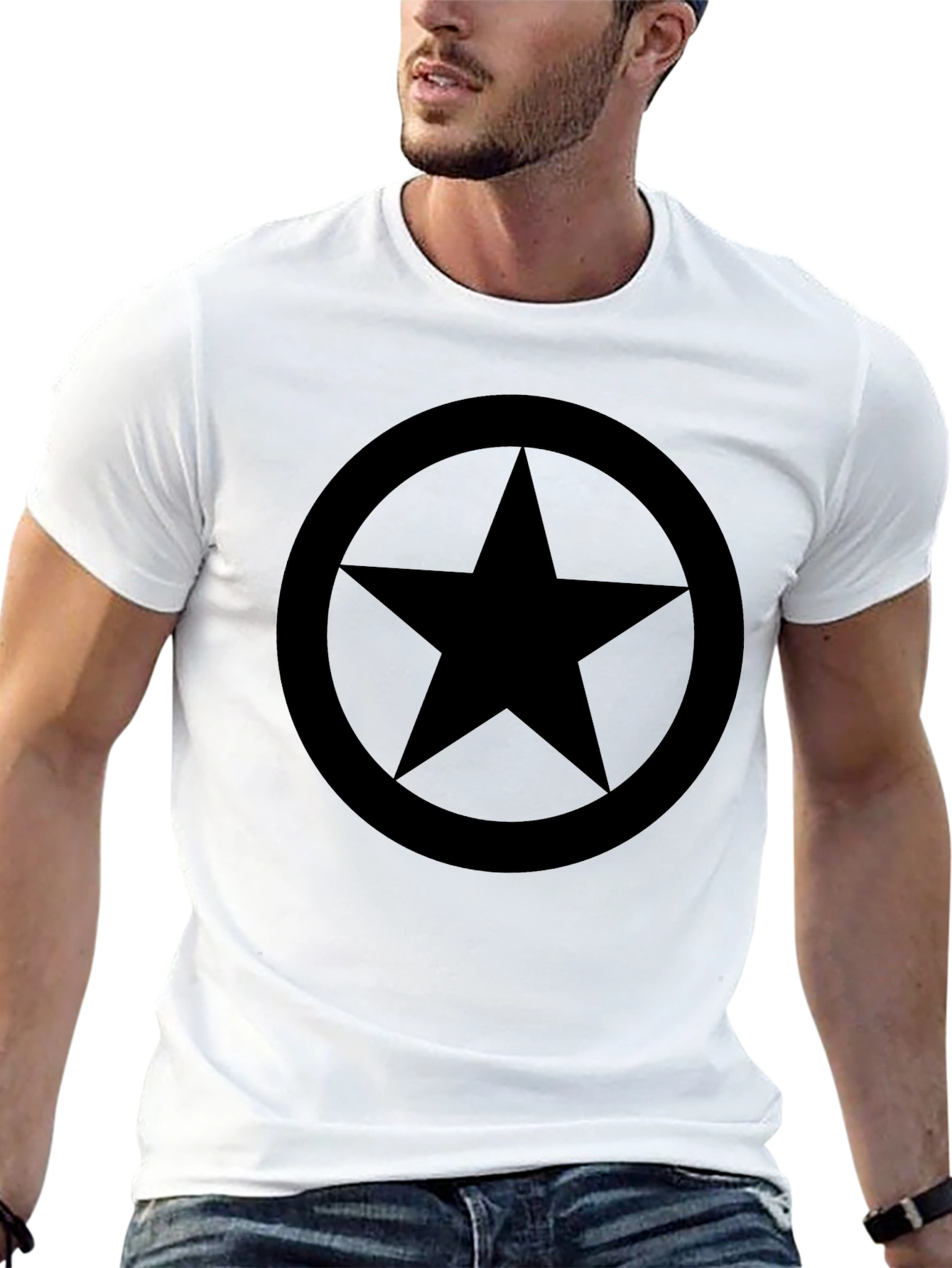 Black Star Graphic Tee - Mens Casual T-Shirt