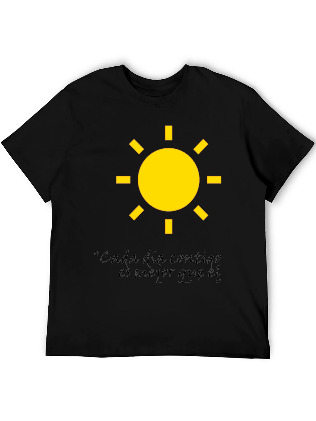 Sunny Day Graphic Tee - Cada dia contigo Black Cotton T-Shirt