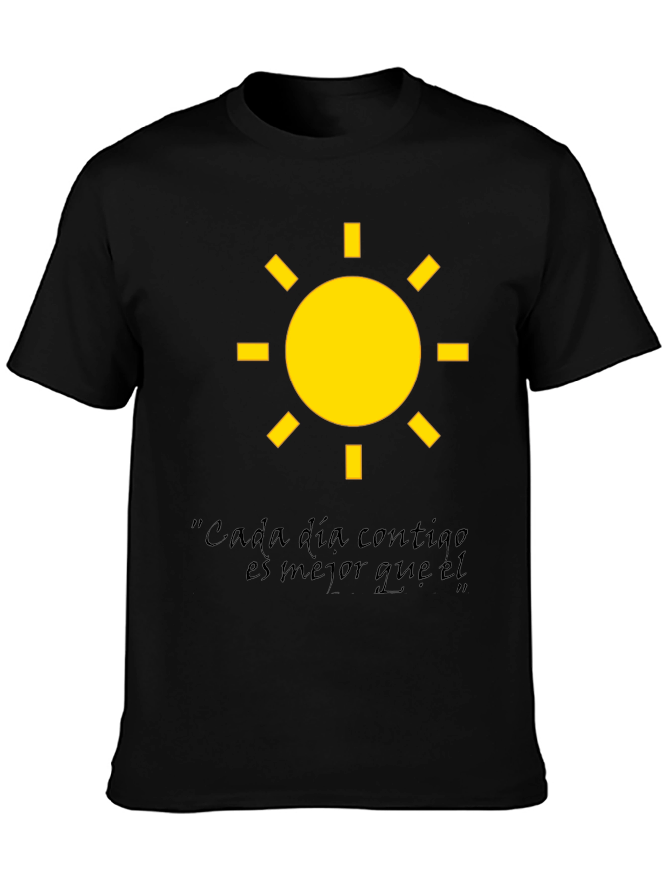 Sunny Day Graphic Tee - Cada dia contigo Black Cotton T-Shirt