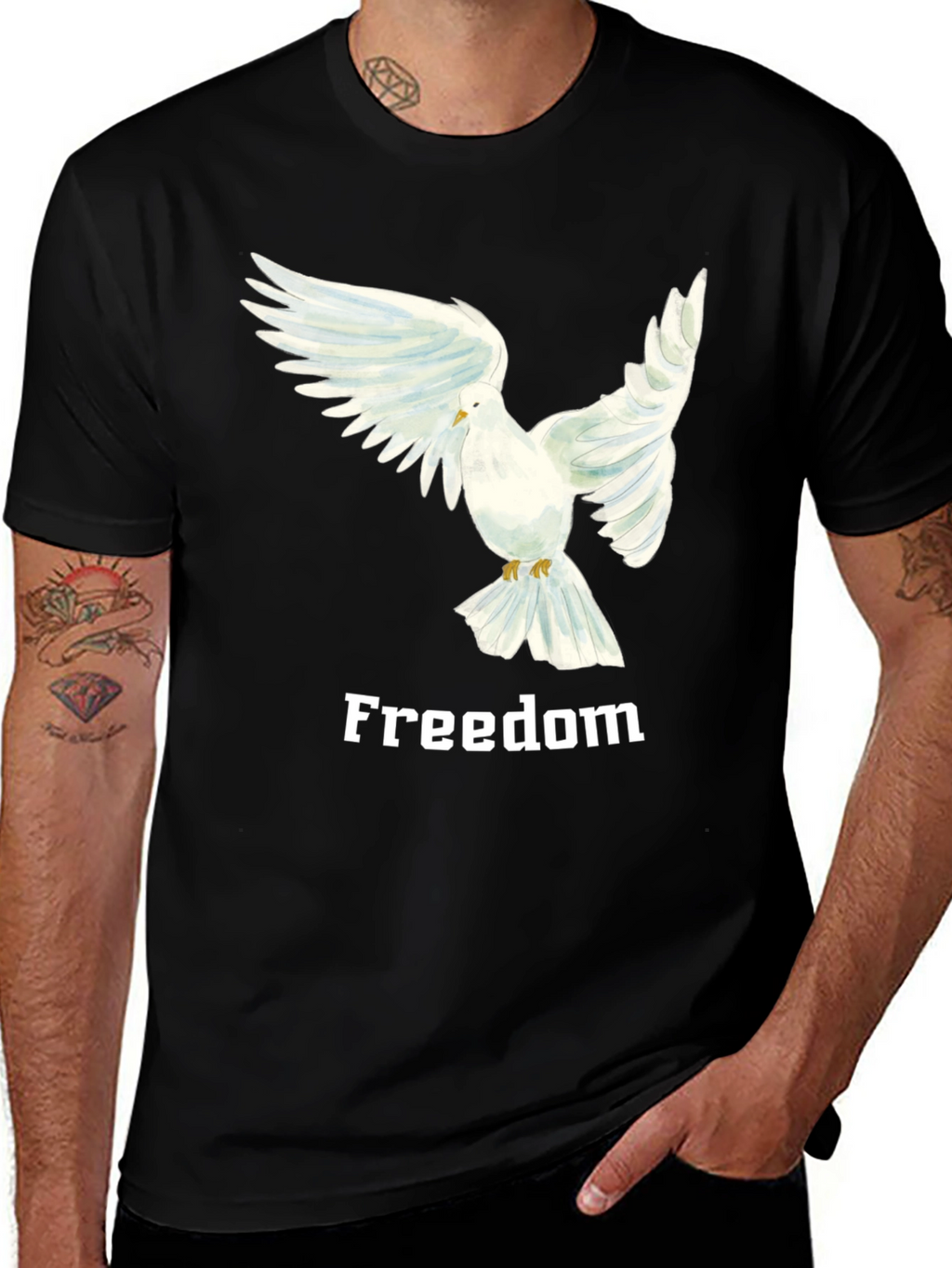 Freedom Dove Graphic Tee - Black