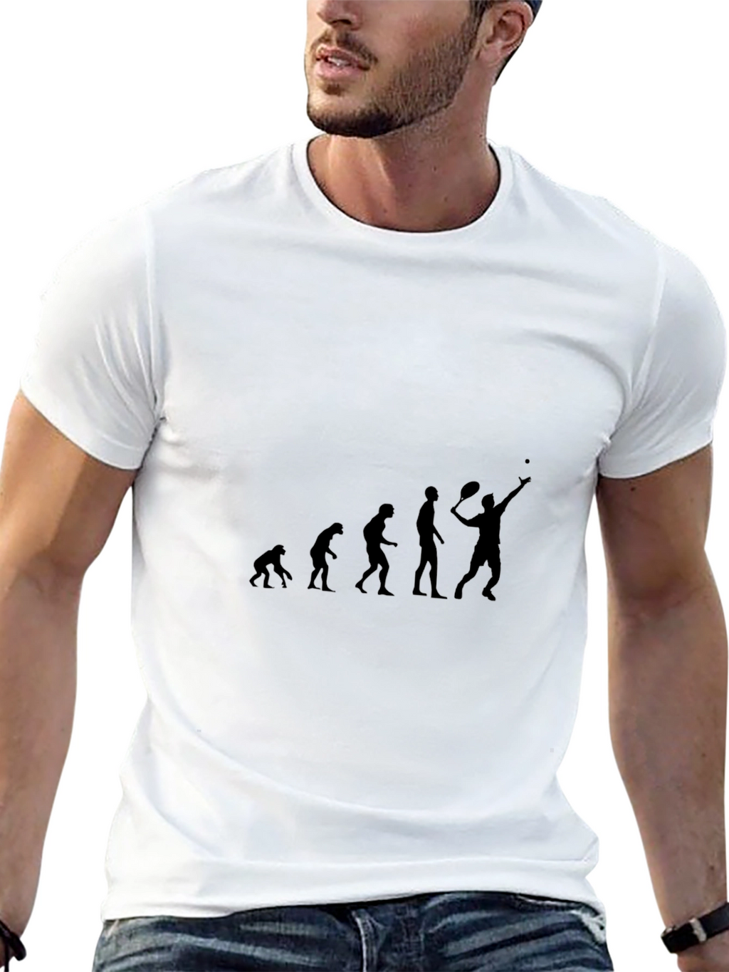 Tennis Evolution Graphic T-Shirt - Black Cotton Tee