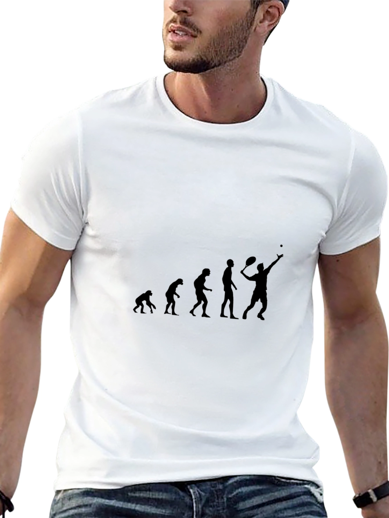Tennis Evolution Graphic T-Shirt - Black Cotton Tee