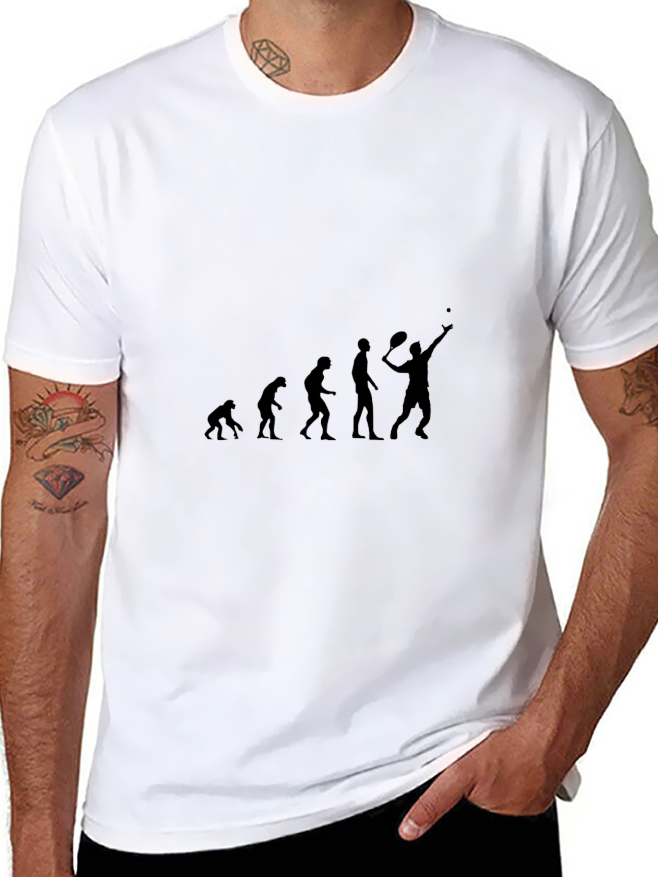 Tennis Evolution Graphic T-Shirt - Black Cotton Tee