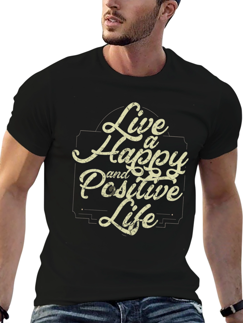 Live a Happy and Positive Life Black T-Shirt