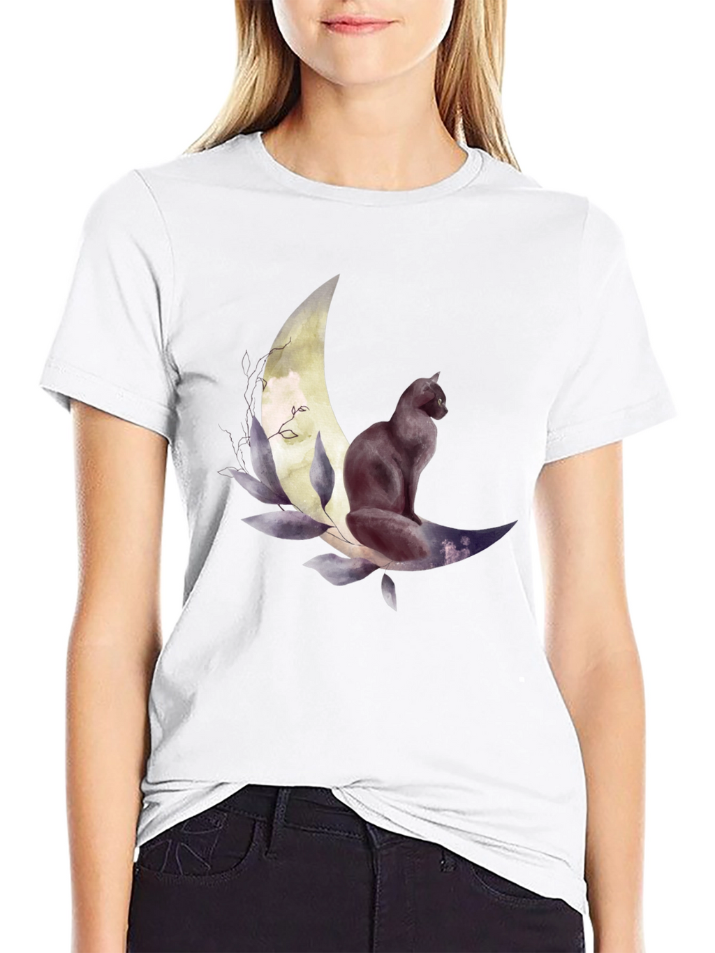 Black Cat Moon Graphic Tee - Stylish Unisex T-Shirt