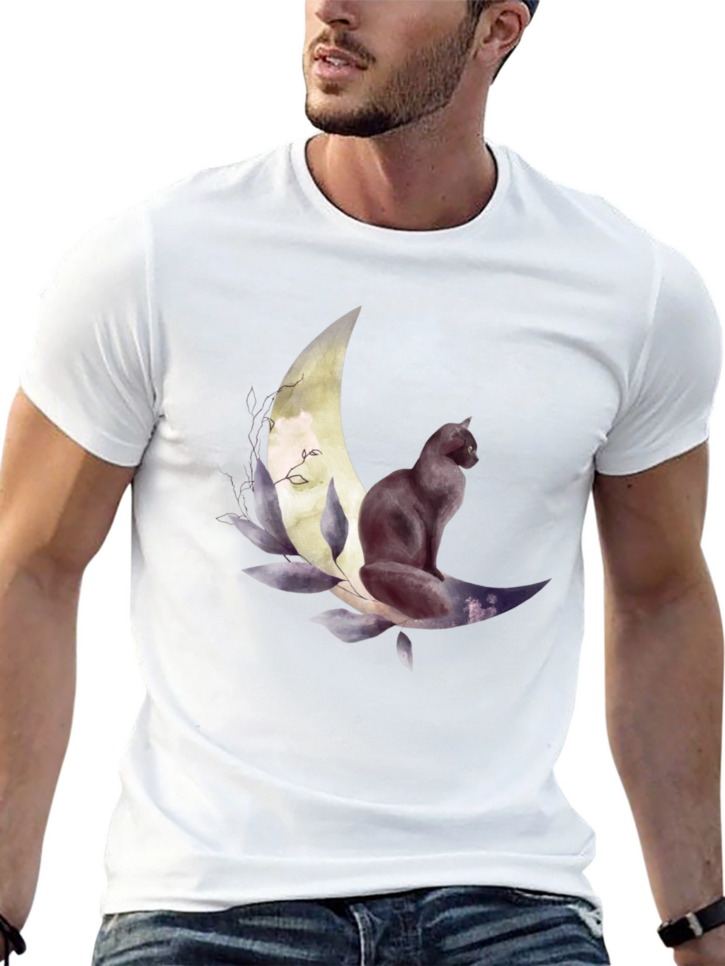 Black Cat Moon Graphic Tee - Stylish Unisex T-Shirt