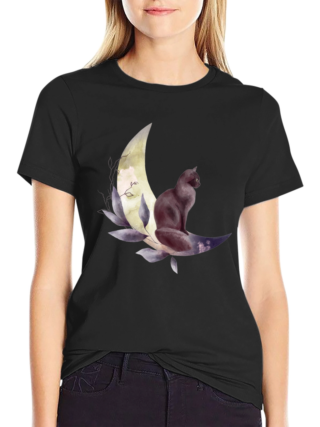 Black Cat Moon Graphic Tee - Stylish Unisex T-Shirt