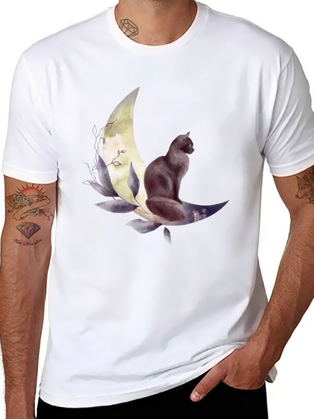 Black Cat Moon Graphic Tee - Stylish Unisex T-Shirt