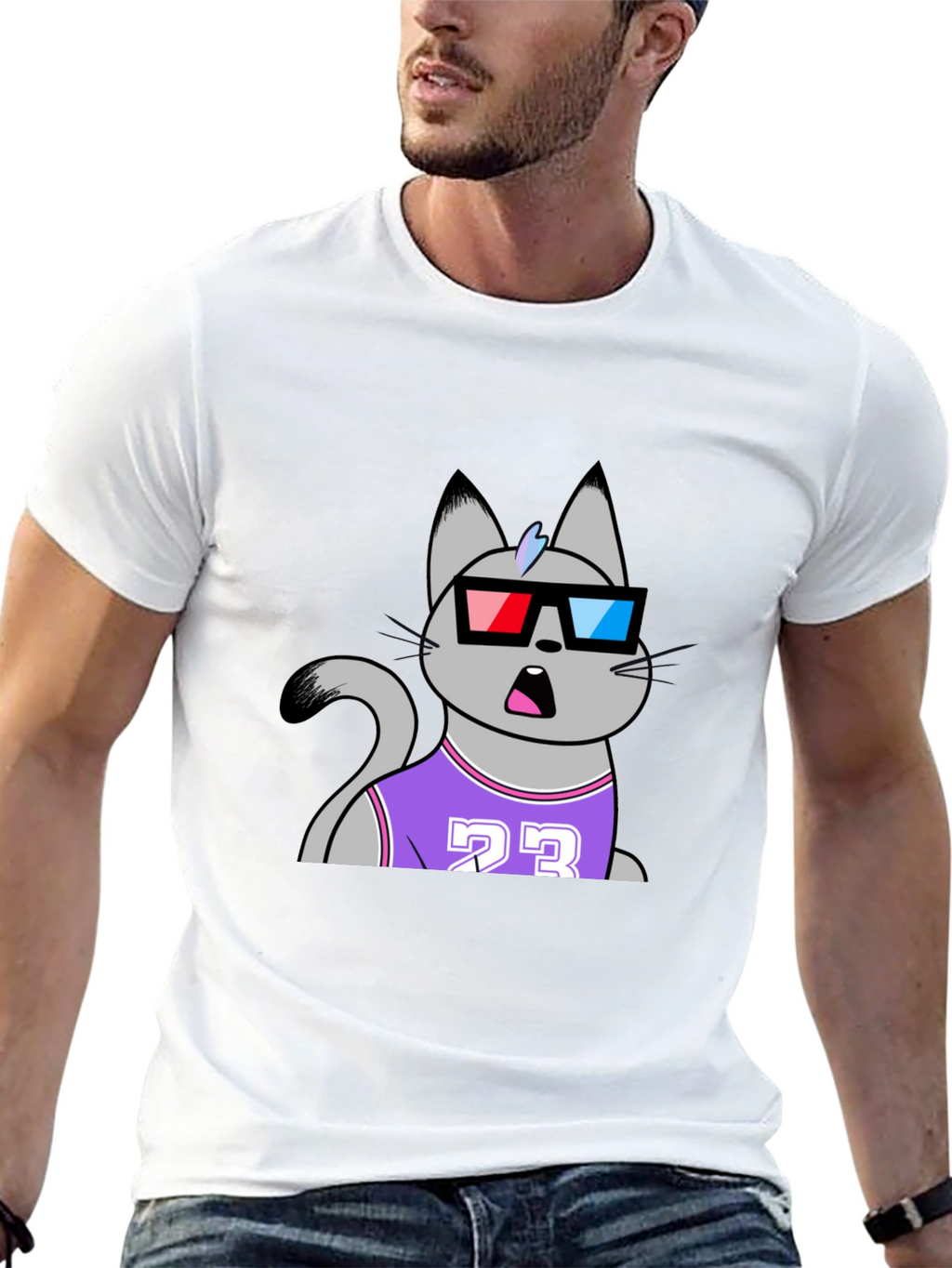 Funny Cat Wearing 3D Glasses T-Shirt