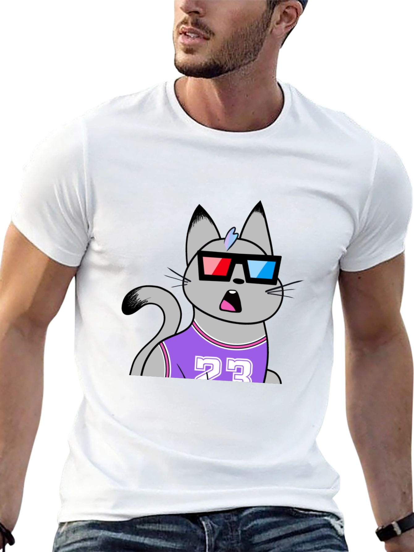 Funny Cat Wearing 3D Glasses T-Shirt