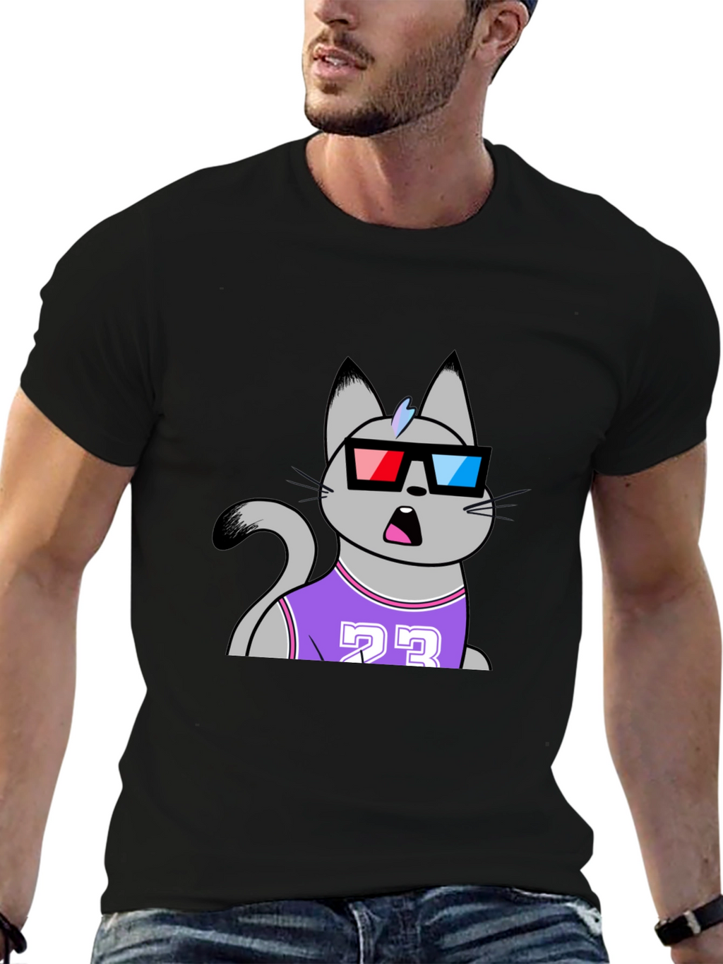 Funny Cat Wearing 3D Glasses T-Shirt