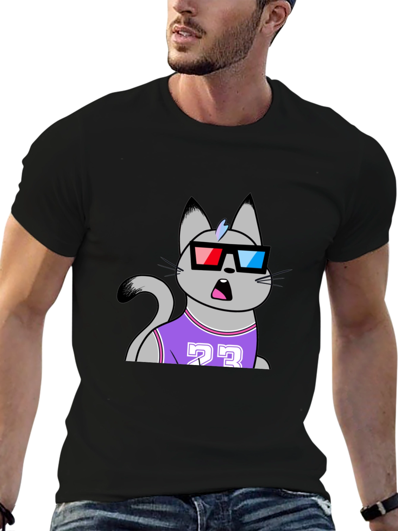Funny Cat Wearing 3D Glasses T-Shirt