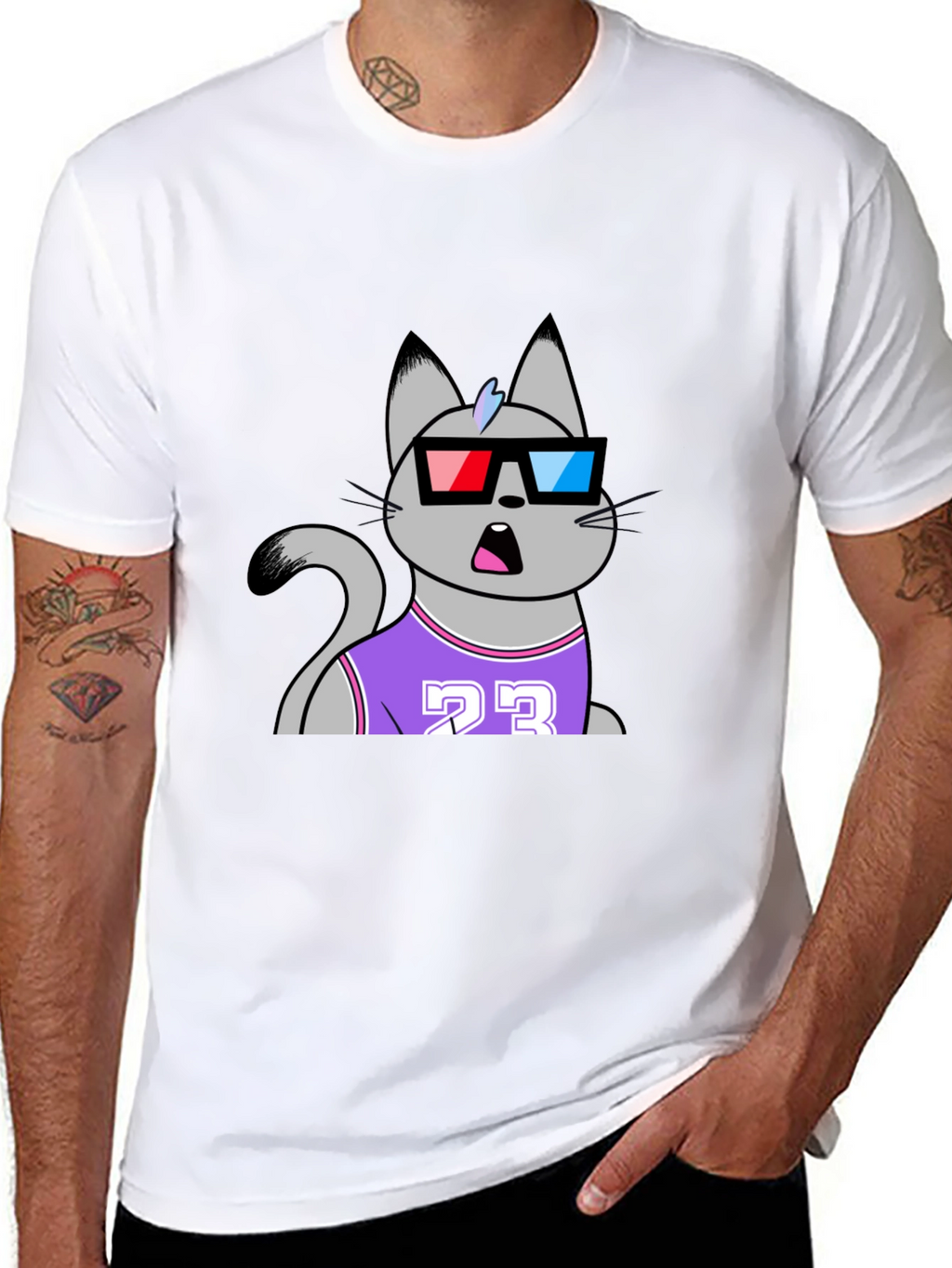 Funny Cat Wearing 3D Glasses T-Shirt
