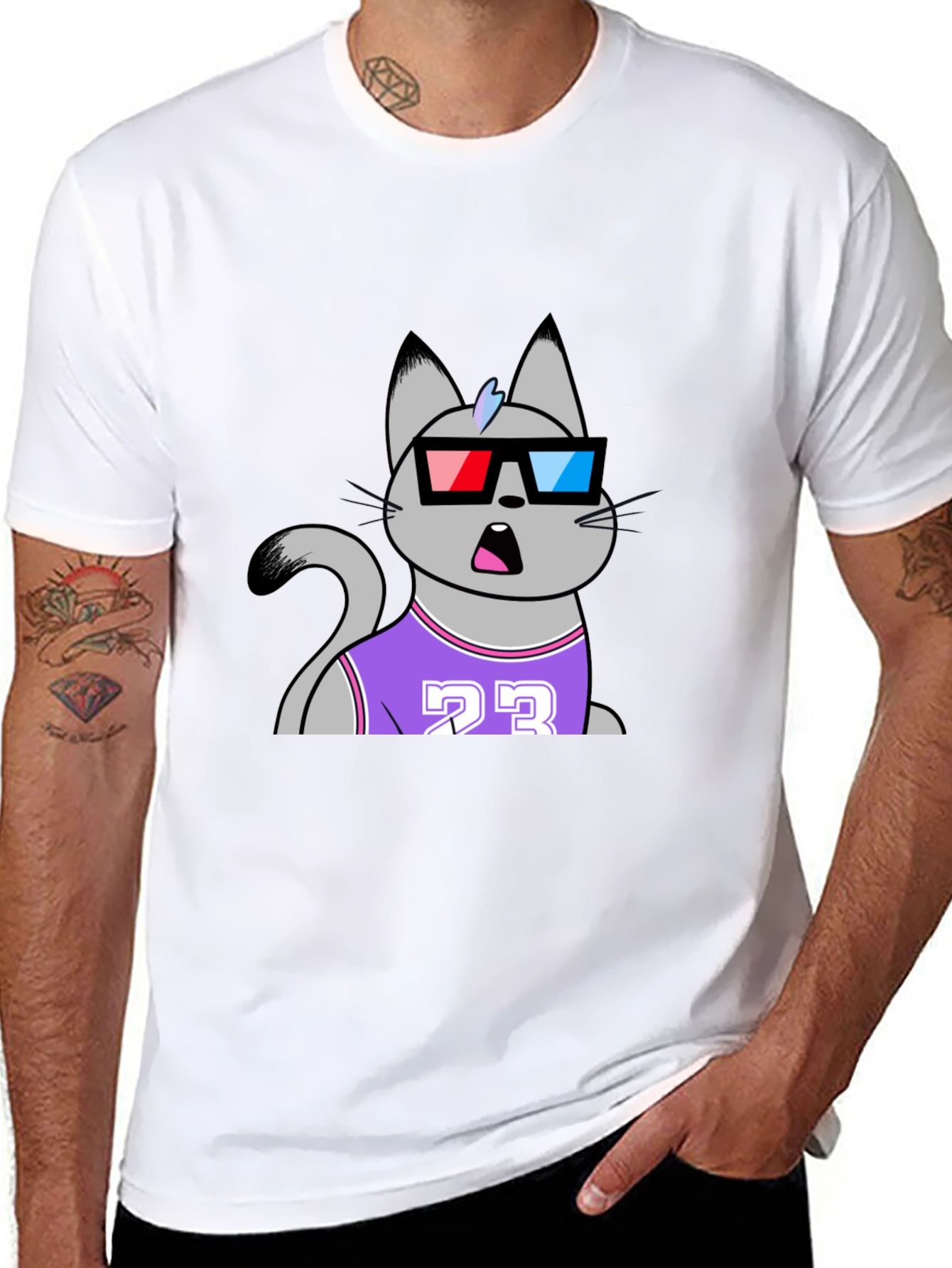 Funny Cat Wearing 3D Glasses T-Shirt