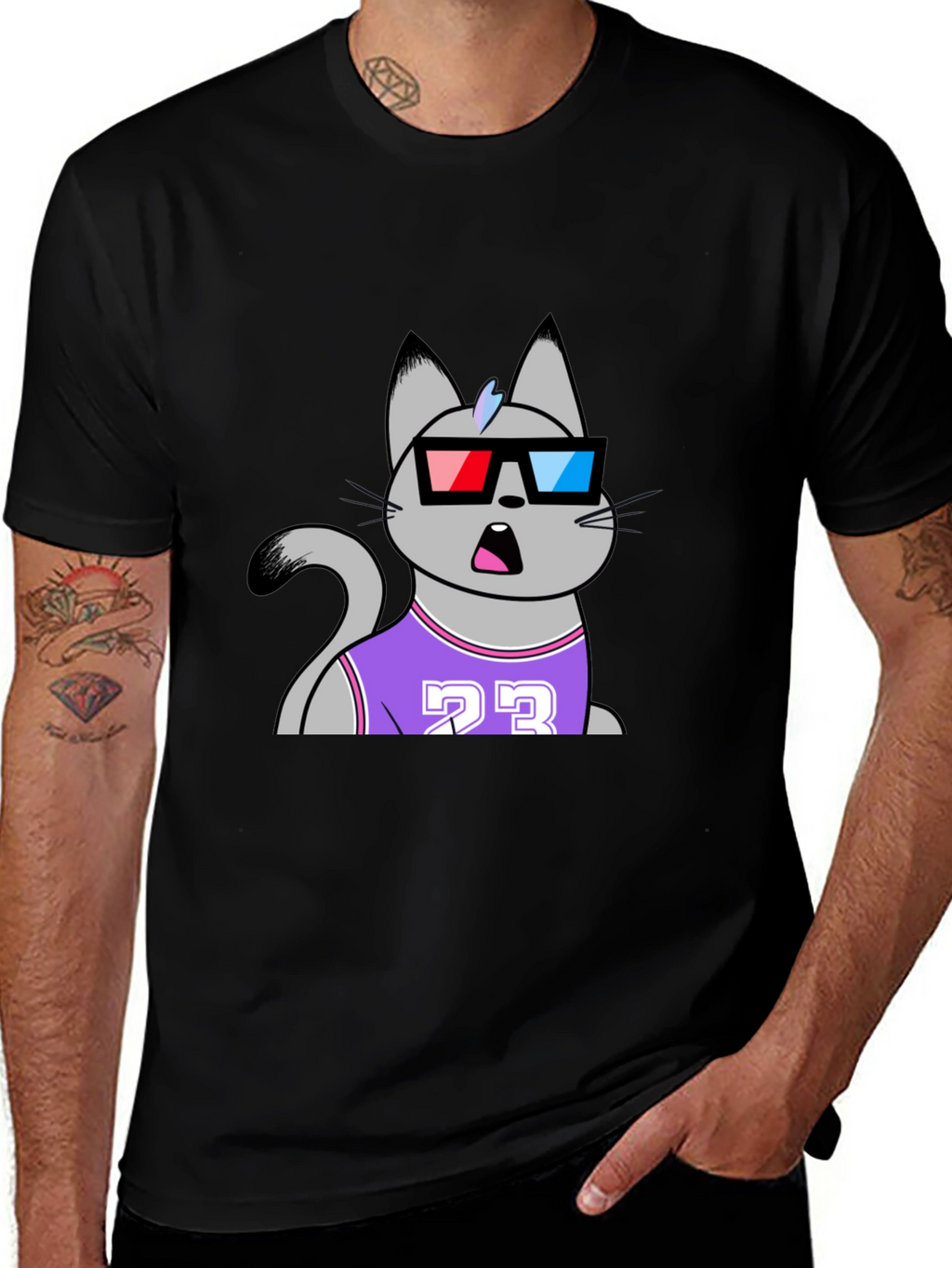 Funny Cat Wearing 3D Glasses T-Shirt