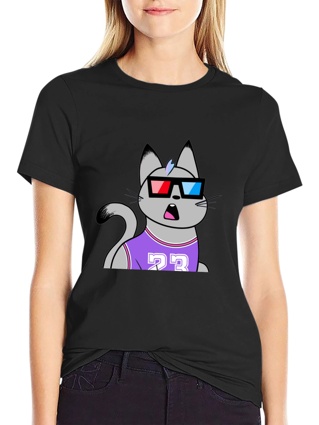 Funny Cat Wearing 3D Glasses T-Shirt