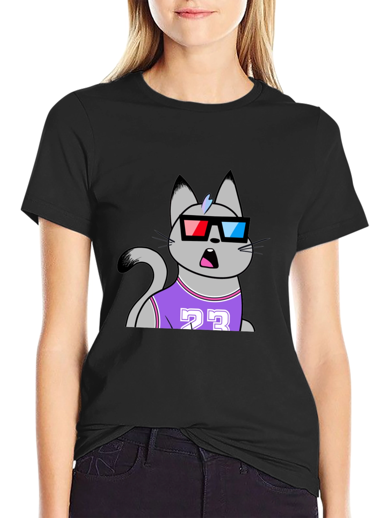Funny Cat Wearing 3D Glasses T-Shirt