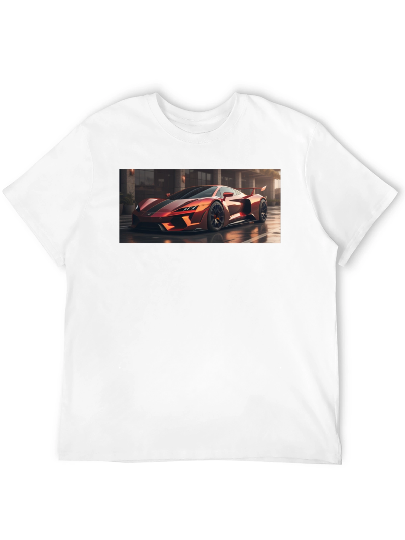 Sleek Black T-Shirt with Bold Car Graphic