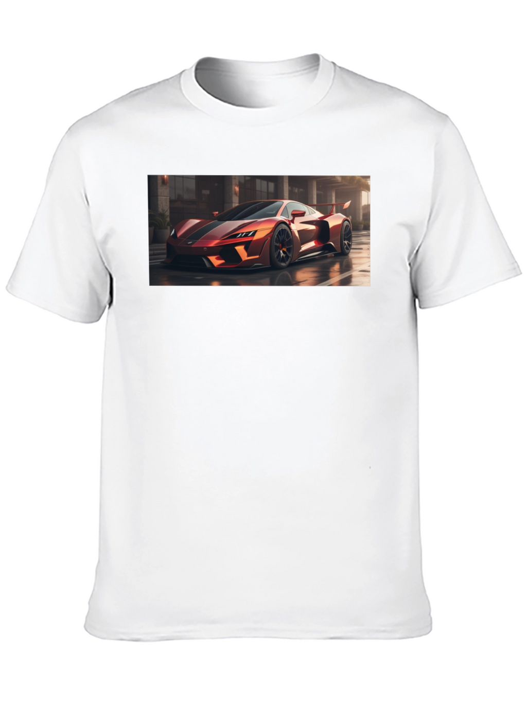 Sleek Black T-Shirt with Bold Car Graphic