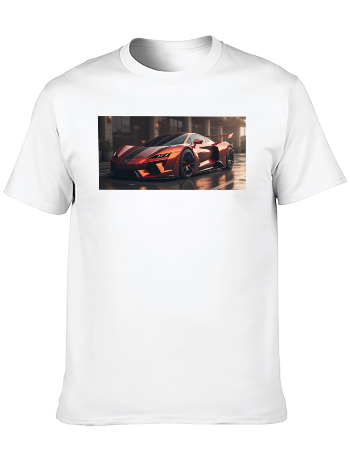 Sleek Black T-Shirt with Bold Car Graphic