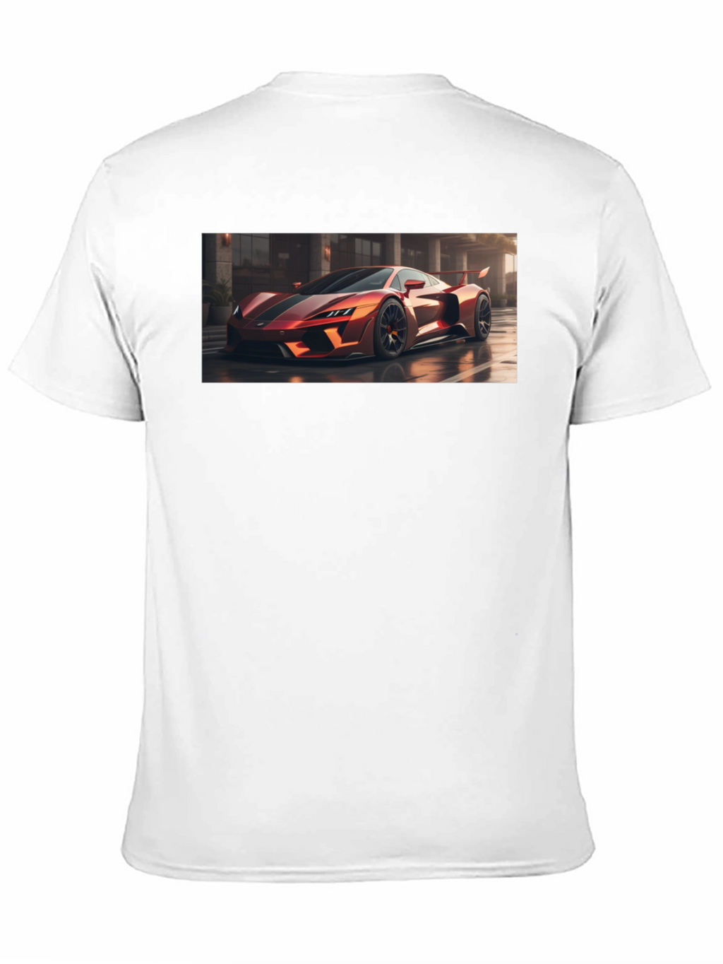 Sleek Black T-Shirt with Bold Car Graphic