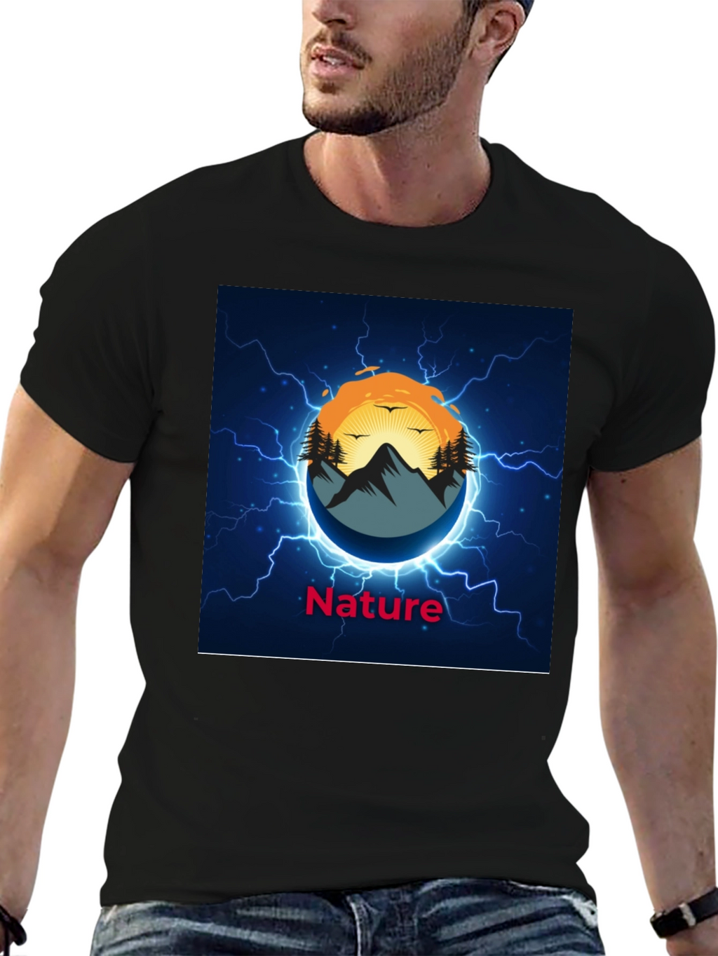Nature Graphic Black T-Shirt