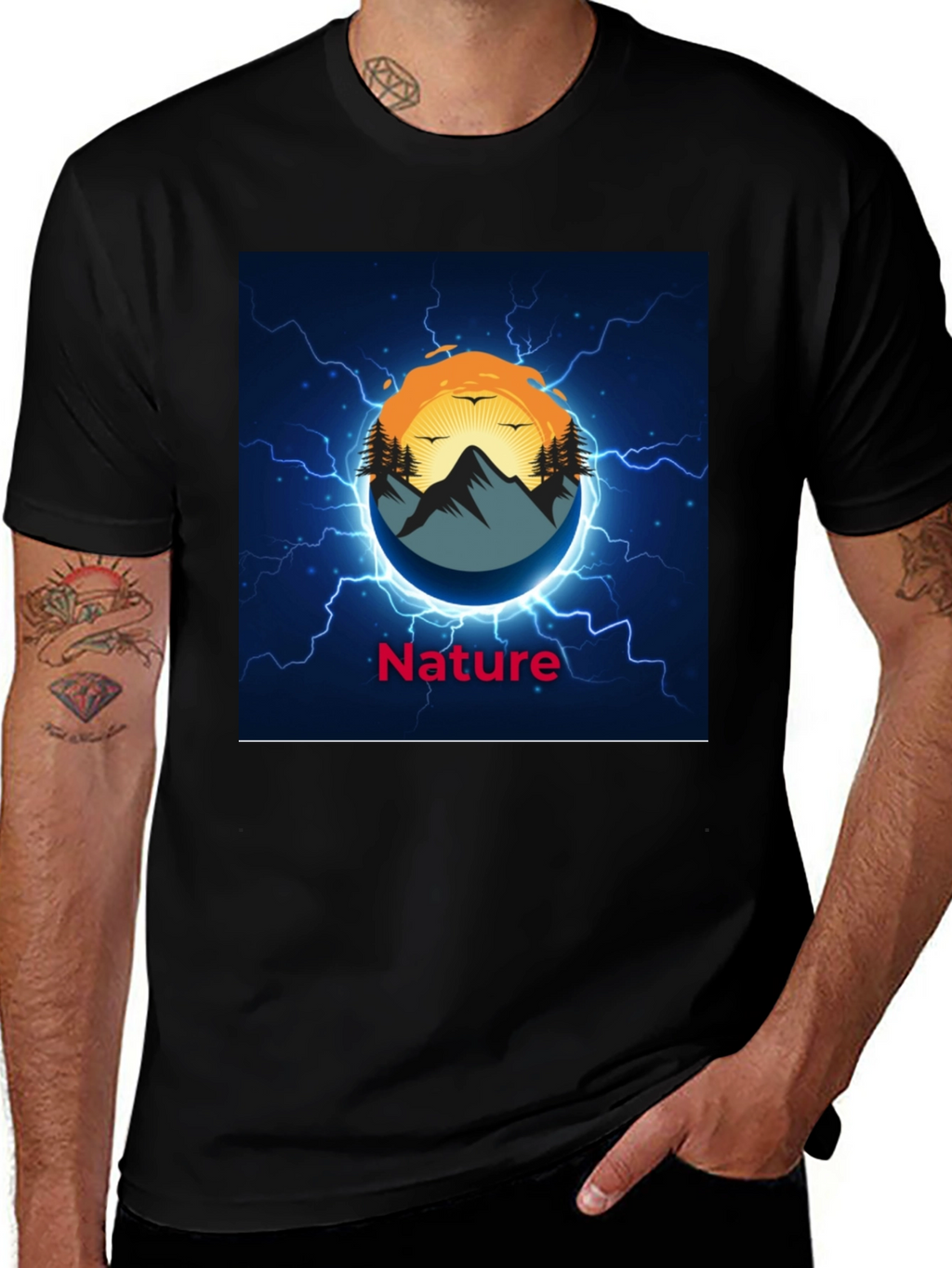 Nature Graphic Black T-Shirt