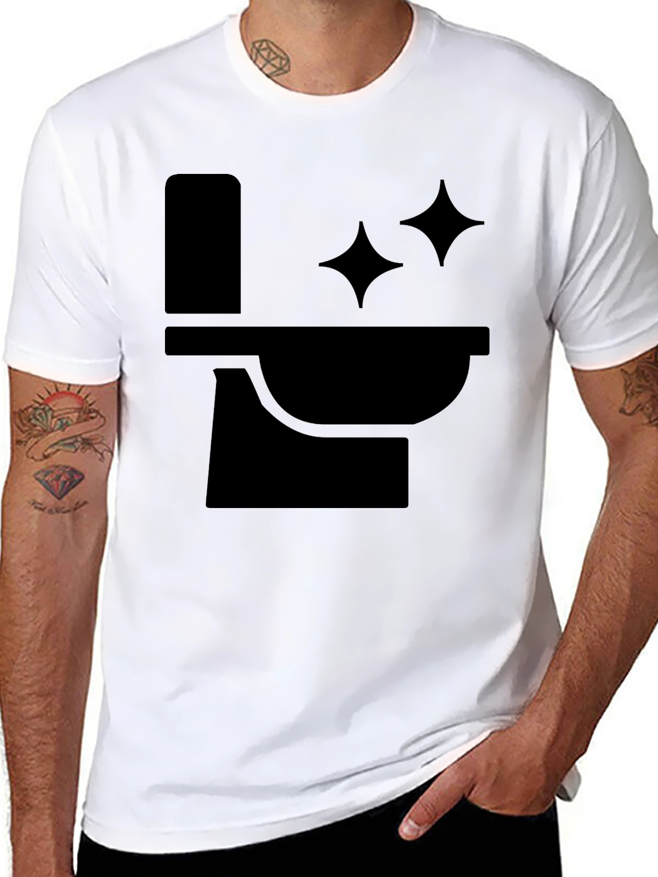 Funny Black T-Shirt with Clean Toilet Graphic