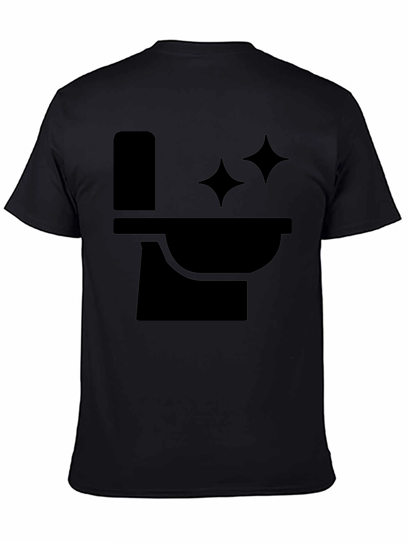 Funny Black T-Shirt with Clean Toilet Graphic