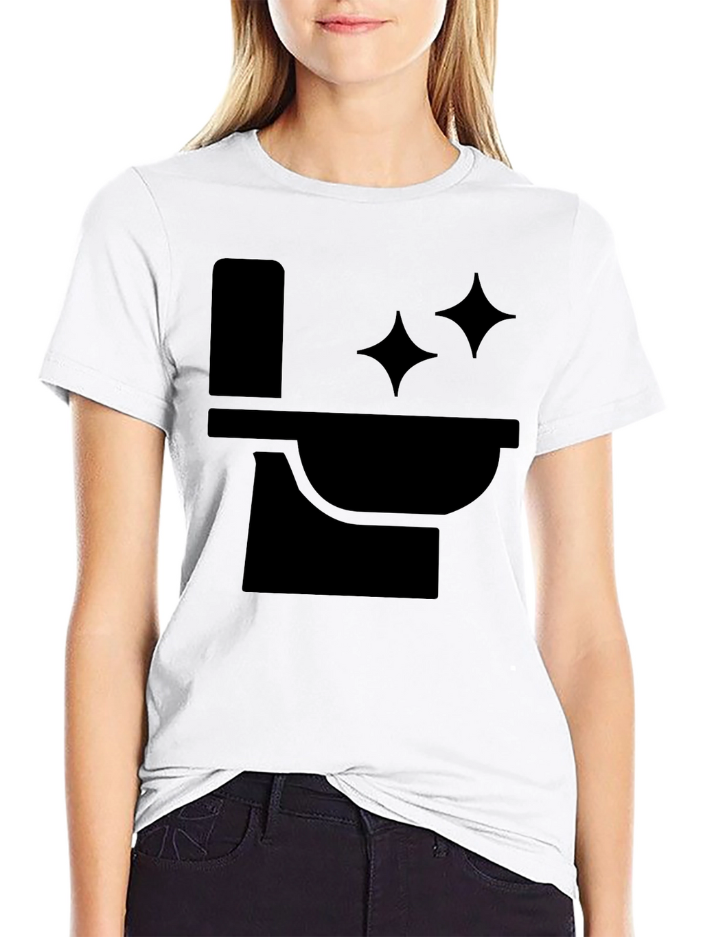 Funny Black T-Shirt with Clean Toilet Graphic