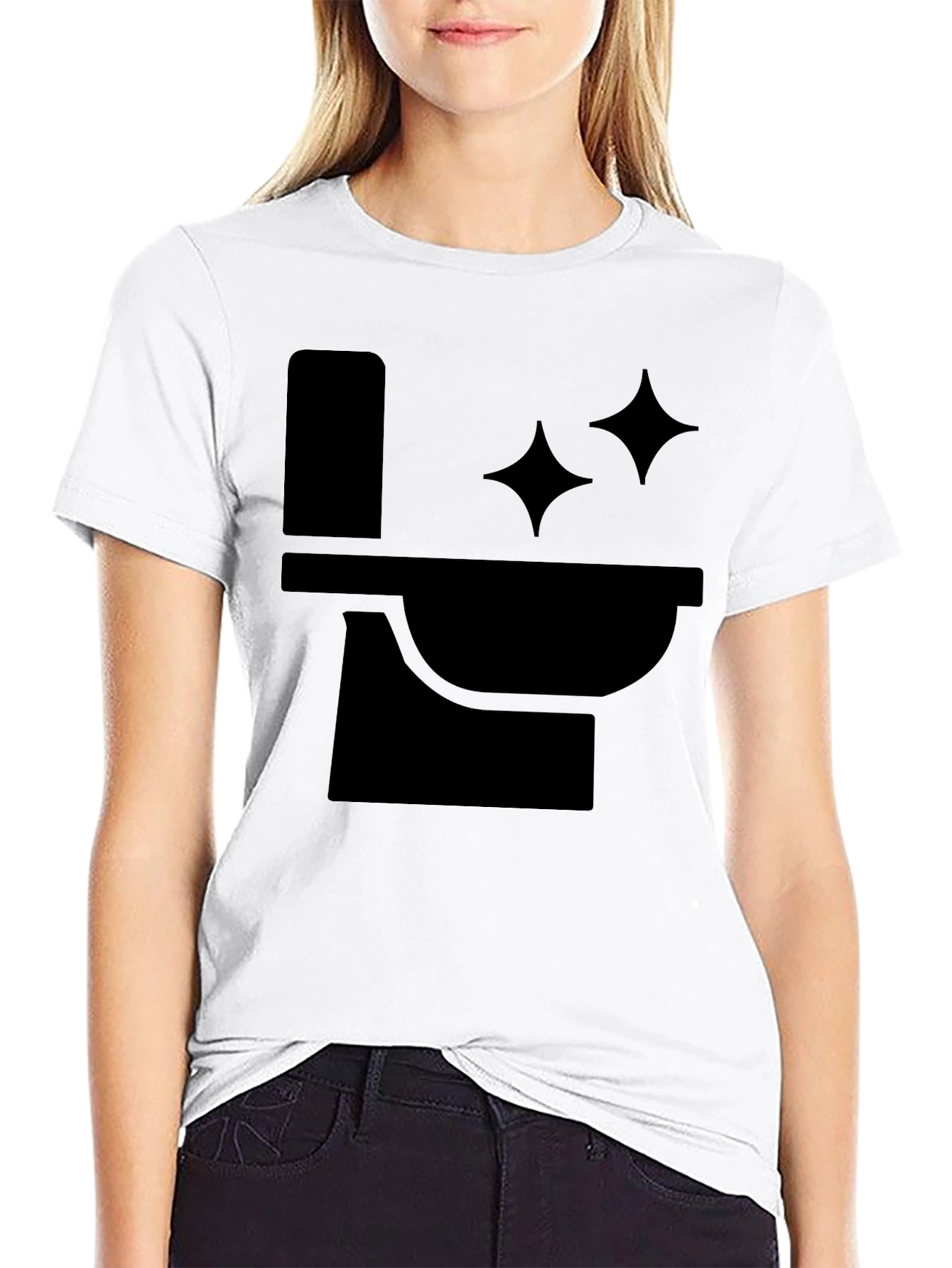Funny Black T-Shirt with Clean Toilet Graphic