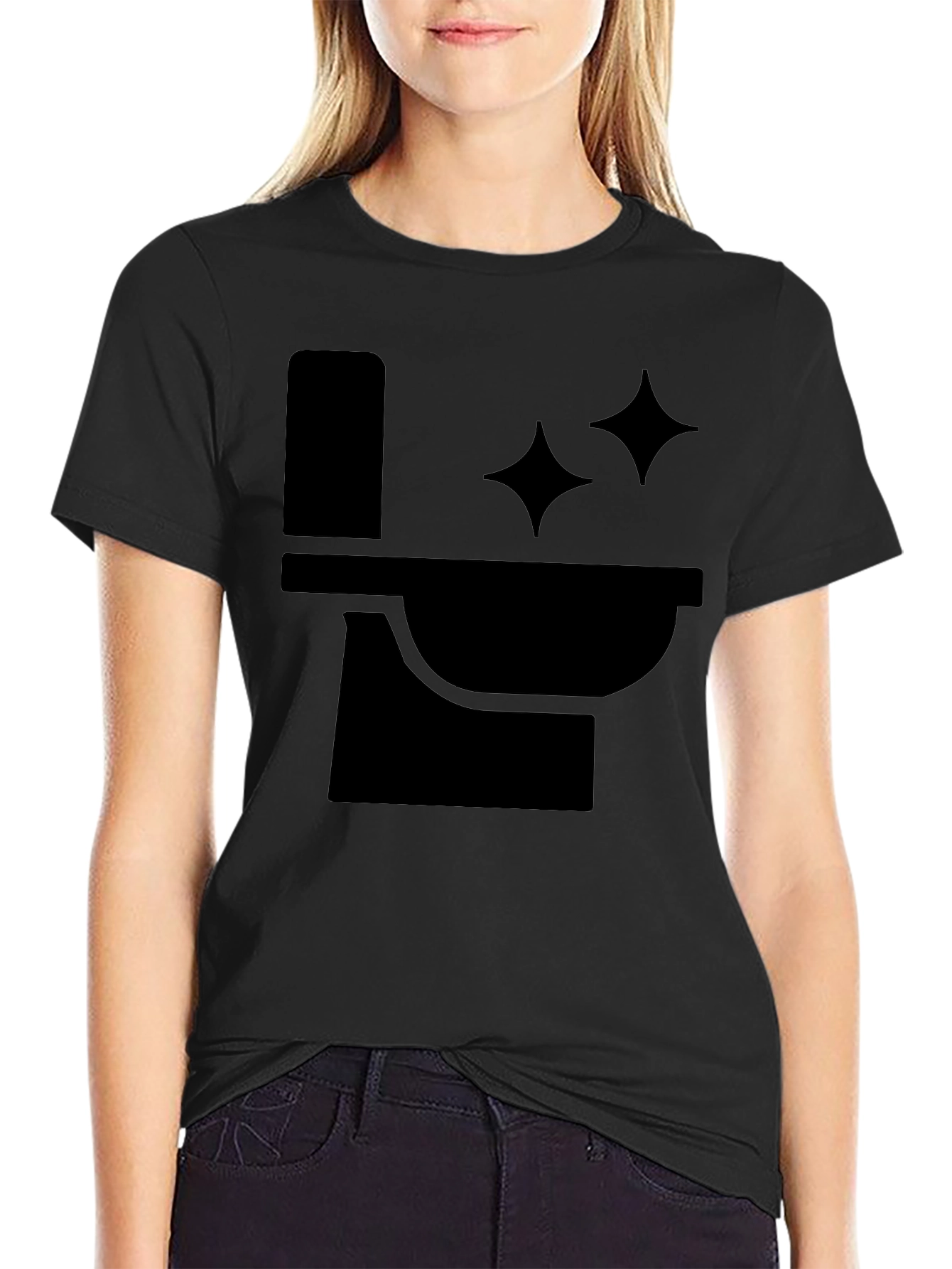 Funny Black T-Shirt with Clean Toilet Graphic