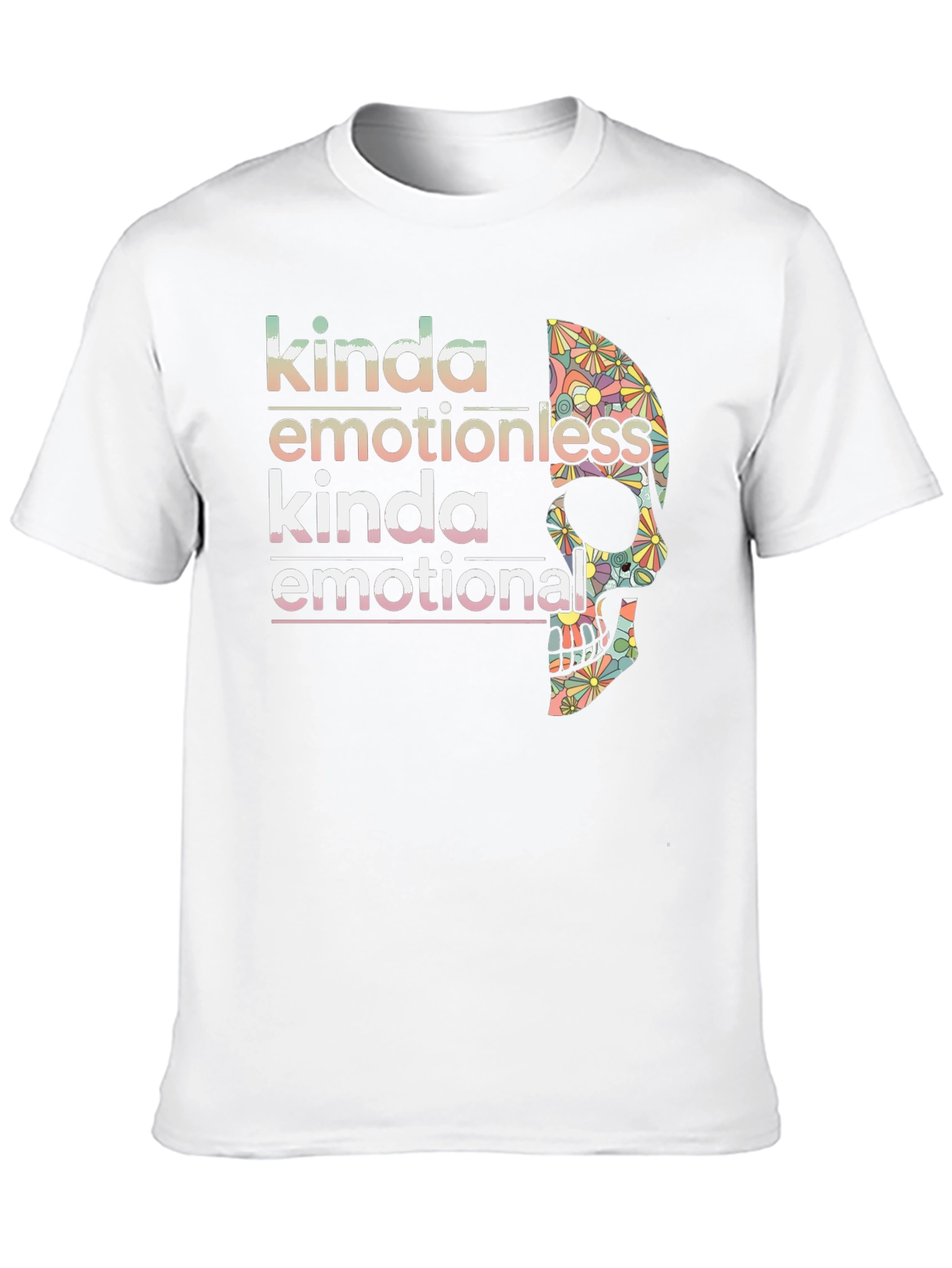 Kinda Emotionless Skull Graphic Tee - Black