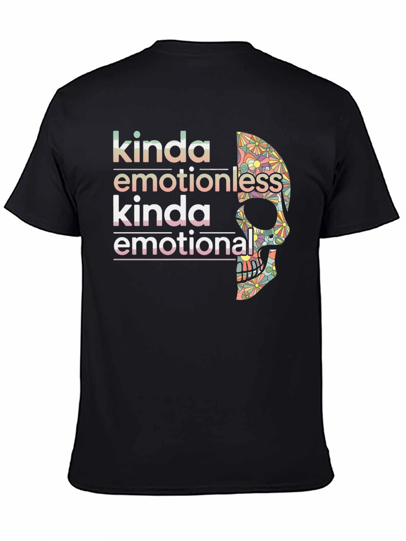 Kinda Emotionless Skull Graphic Tee - Black