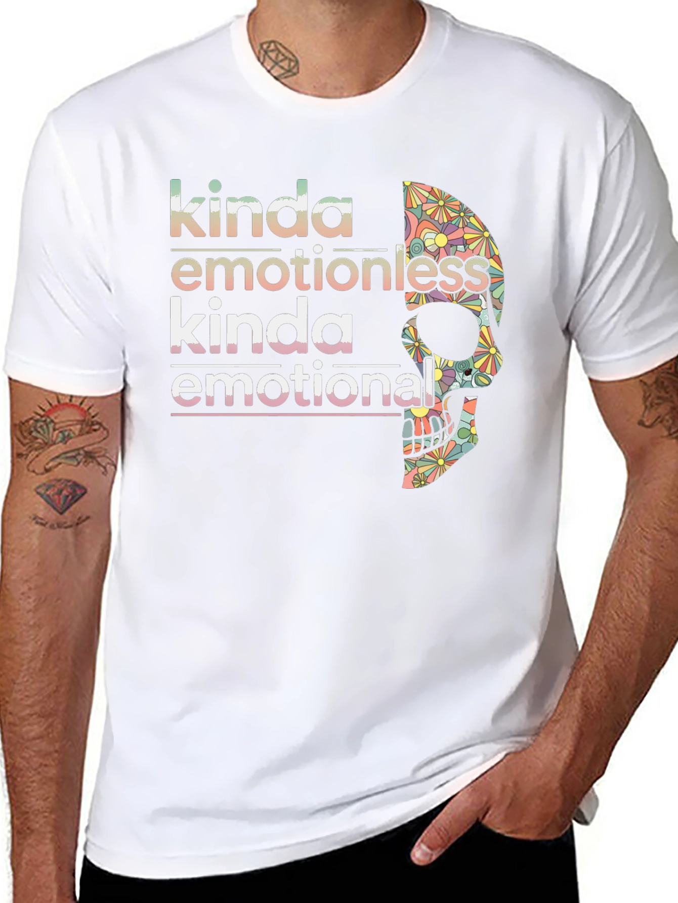 Kinda Emotionless Skull Graphic Tee - Black