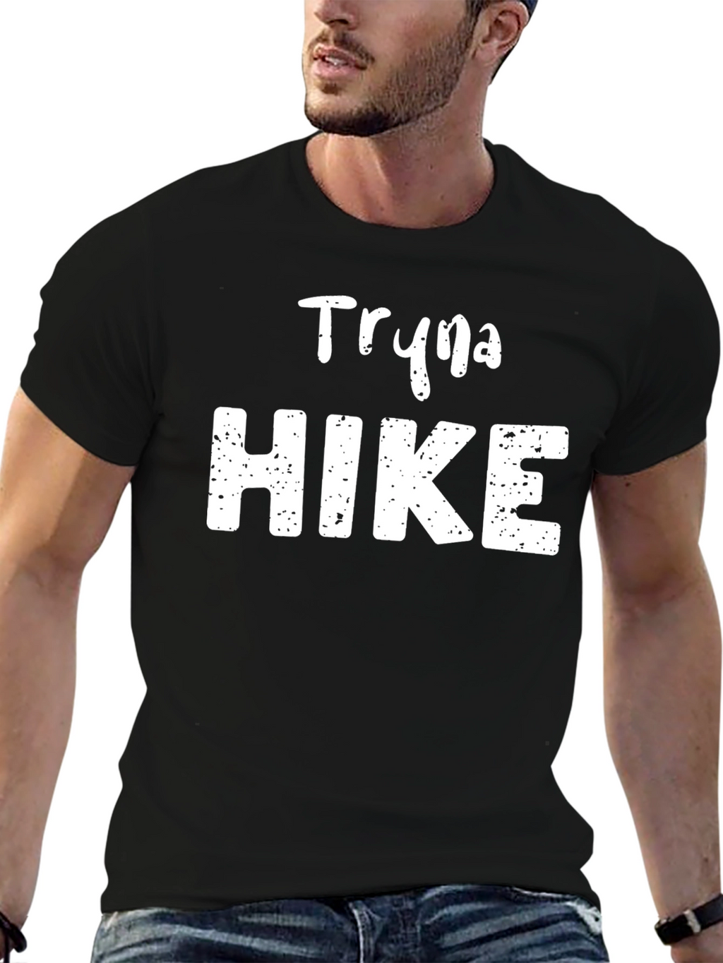 Tryna Hike Graphic Tee - Black Casual T-Shirt