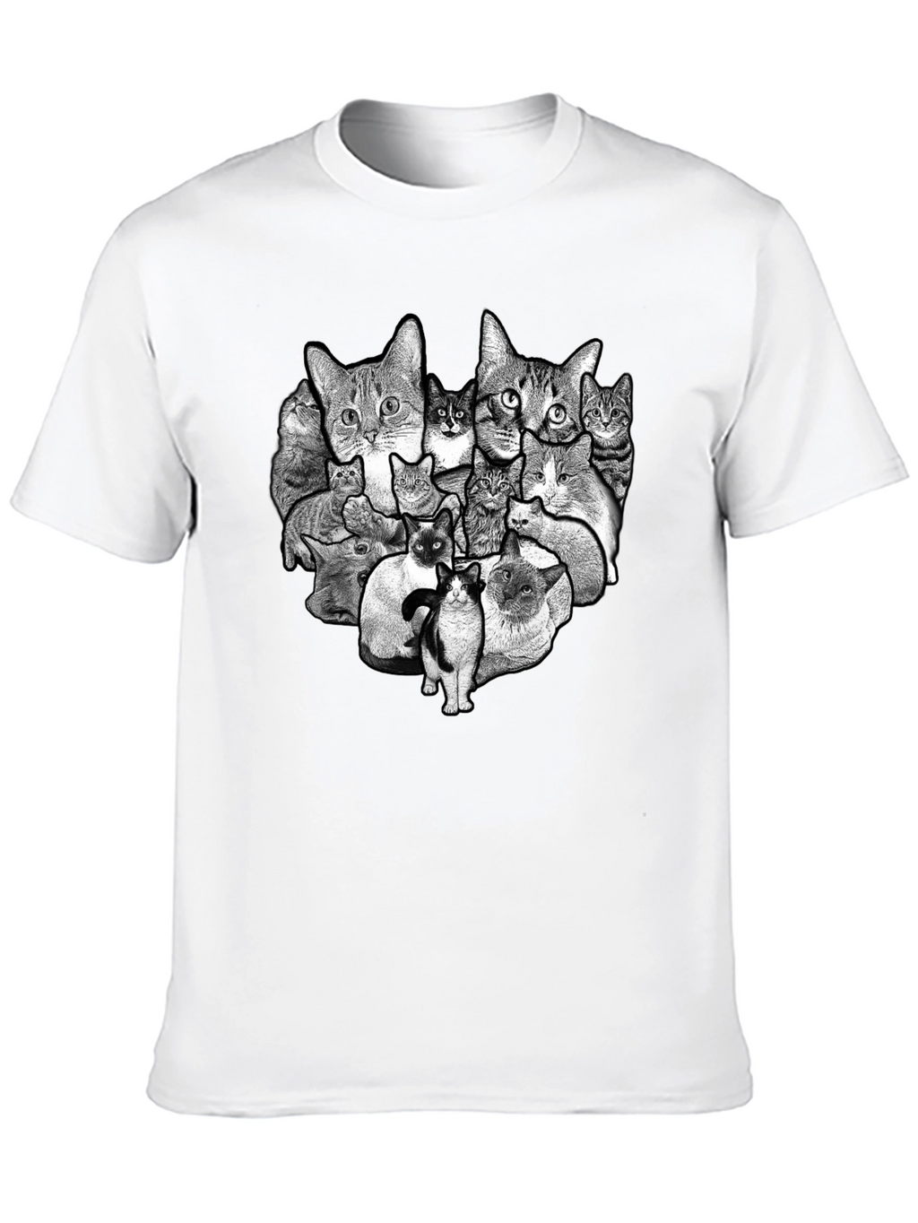 Cat Collage Graphic Black T-Shirt