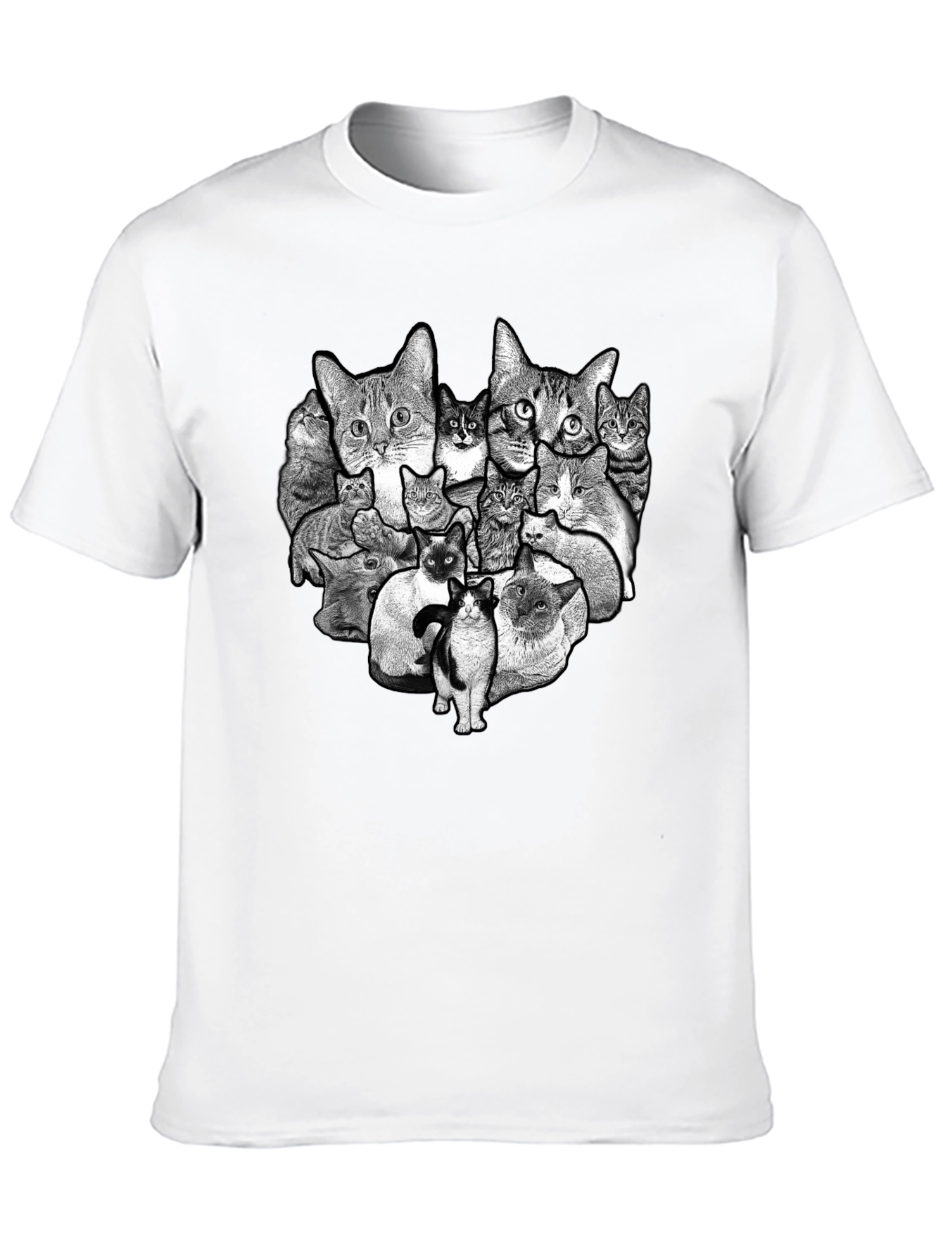 Cat Collage Graphic Black T-Shirt