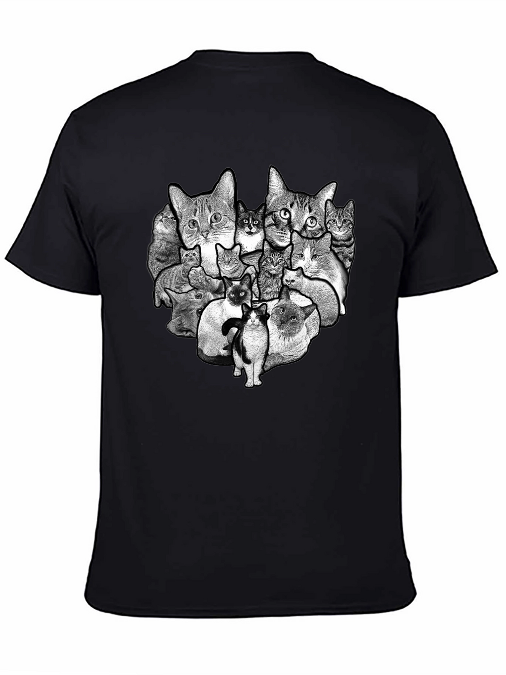 Cat Collage Graphic Black T-Shirt